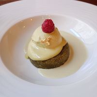 Pistachio gateau and ice cream at Kong - Food Made With Compassion in Lisbon