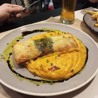 Folhado de alheira com puré de batata-doce. Maravilhoso 😍 at Kong - Food Made With Compassion in Lisbon