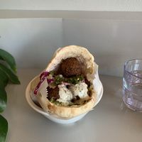 Pita falafel  at Falafel Yoni in Montreal