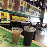 soy chai and vegan green goddess smoothie   at Night and Day Coffee in Mansfield