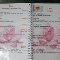Menu at Thien Duyet in Nha Trang