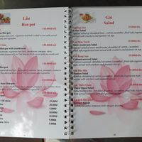 Menu at Thien Duyet in Nha Trang