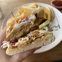 View on the inside. Pre bought coleslaw, hardly any avo and too much sauce. Patties were yuck.  at Eats Restaurant in Eumundi