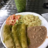 Green enchiladas with potato filling  at Mi Mercadito in Pomona