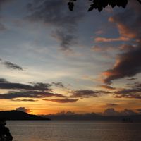 Sunset atthe restaurant at Eskapo Verde in Badian