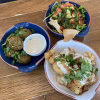 Falafel, cauliflower and fattoush at Khamsa in Erskineville