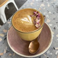 Turmeric latte  at Khamsa in Erskineville