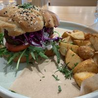 Loaded Falafel Bagel..such a cool bagel!  at Khamsa in Erskineville