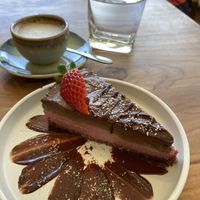 Chocolate and raspberry cheesecake  at Deli Devi in Koh Phangan