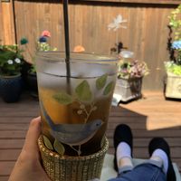 Upon arrival, an iced organic white tea (the host's custom blend) awaited me on the deck while I acclimated. at Cottage House Vegan Airbnb in West Linn