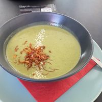 Pea and spinach cream soup  at Tavci Kuhna in Lesce