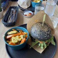 Bean burger with baked veggies  at Tavci Kuhna in Lesce