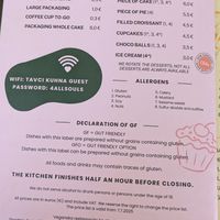 Menu at Tavci Kuhna in Lesce