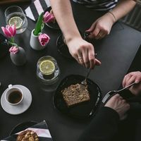 Awesome coffee, delicious desserts, all vegan! ❤️ at Tavci Kuhna in Lesce