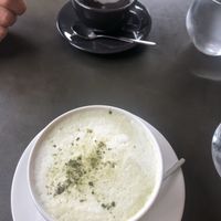 matcha latte and black coffee at Tavci Kuhna in Lesce