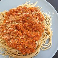 vegan bolognese at Tavci Kuhna in Lesce