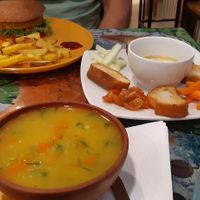 Quinoa soup, hummus platter and quinoa burger at La Receta in Puno