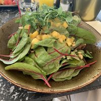 Spicy mango avocado sandwich (the bread is underneath all the goodness 🤩)  at Cafe Drechsler in Vienna