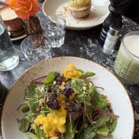 Spicy Mango Avocado and Cinnamon Roll Pancakes   at Cafe Drechsler in Vienna