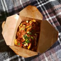 Vegan Butter Chicken Poutine at The Pizza Castle and Indian Curry in Vancouver