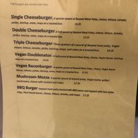 Burger menu  at The Pizza Castle and Indian Curry in Vancouver