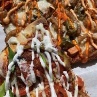 Vegan pizza   at The Pizza Castle and Indian Curry in Vancouver