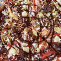 Bbq pizza vegan   at The Pizza Castle and Indian Curry in Vancouver