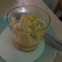 Mango love dessert - we didn’t really like it because of the texturee  at Spaghetti Factory in Zurich