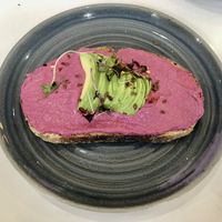 Beetroot hummus toast  at Circle - Health Care City in Dubai
