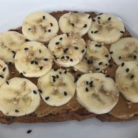 Banana and peanut butter toast  at Circle - Health Care City in Dubai