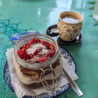 Overnight oats & vegan chai at Mandala Cafe in Agonda