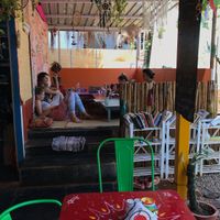 Pillow area  at Mandala Cafe in Agonda