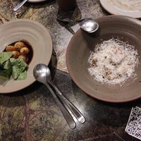Gnocchi and pecorino cheese, and potatoes and jus stout at Fava Tonka in Matosinhos