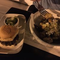 burger and mushroom dish at Mana Food Bar in Chicago