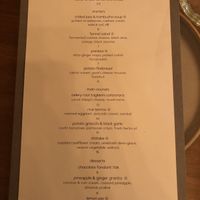 Menu at Arkhe in Lisbon