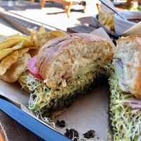 lentil burger  at Active Culture in Bend