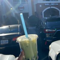 Green Thai tea with soy milk and boba pearls  at Banh Mi Brothers in Charlotte