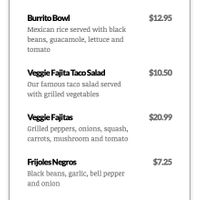 Vegan Menu  at Maria's Mexican Restaurant  in Charlotte