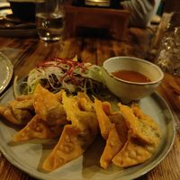 Fried dumplings, mushroom and tofu at Chay Vegan in Helsingborg