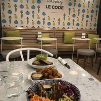 Tempeh coco bowl + tofu popcorn + grilled cheese at Code Vert in Montreal