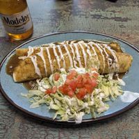 Green Chile Soy Curl Wet Burrito at New Mexico Tamale Company in Bellingham