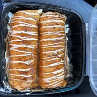 Double burrito with soy curls and fajita veggies  at New Mexico Tamale Company in Bellingham