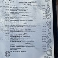 Menu at La Galeria in Cabo San Lucas