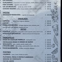 Menu  at La Galeria in Cabo San Lucas