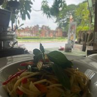 Spaghetti Veggie with Tofu so Yummy at Coffee Old City in Ayutthaya
