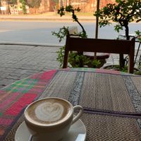Coconut Milk Latte w/ a view of Wat Mahathat   at Coffee Old City in Ayutthaya