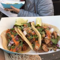Vegan ‘carne asada’ tacos were seasoned well, not too salty. Will be eating again soon.  at Just Vegana in Fontana