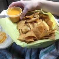 Chips and cheese sauce.  Could pass as dairy it was so good at Just Vegana in Fontana