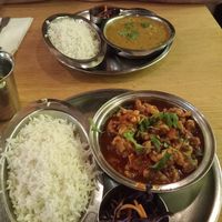 Manchurian mushrooms and chana masala at Saravanaa Bhavan - Sankt Eriksgatan in Stockholm