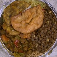 Platter with “chicken” and other goodies!  at Nyack Main Essentials in Nyack